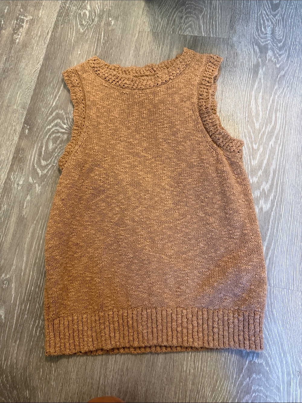 J. Crew Sleeveless Crewneck Knit Vest in Rust Brown